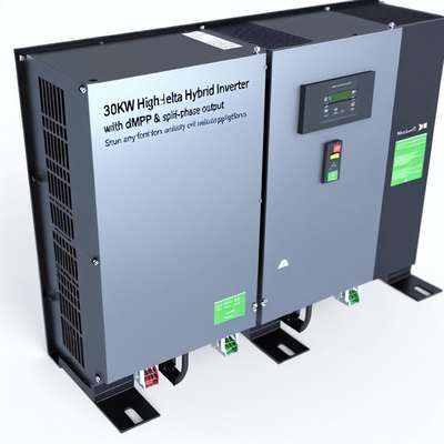 อินเวอร์เตอร์ไฮบริดเดลต้า ขนาด 30kW 480V ขาสูงที่มี MPPT สองขั้นตอนและผลิตระยะแยกสําหรับการใช้งานอุตสาหกรรม