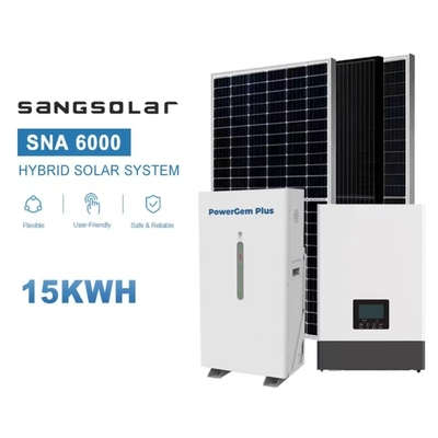 SANGSolar inverter กับ 14.3kwh 15kwh 20kwh 25kwh 30kwh แบตเตอรี่ลิเดียม ระบบพลังแสงอาทิตย์ไฮบริด 10kw